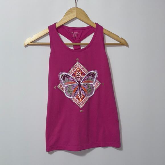 The Children's Place Pink Butterfly Tank Top Girls size Large (10/12) - Picture 1 of 7